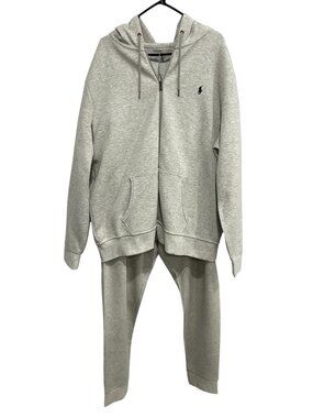 Polo Ralph Lauren XXL Mens Gray Hooded Zip-Up Tracksuit Cotton Blend Collegiate